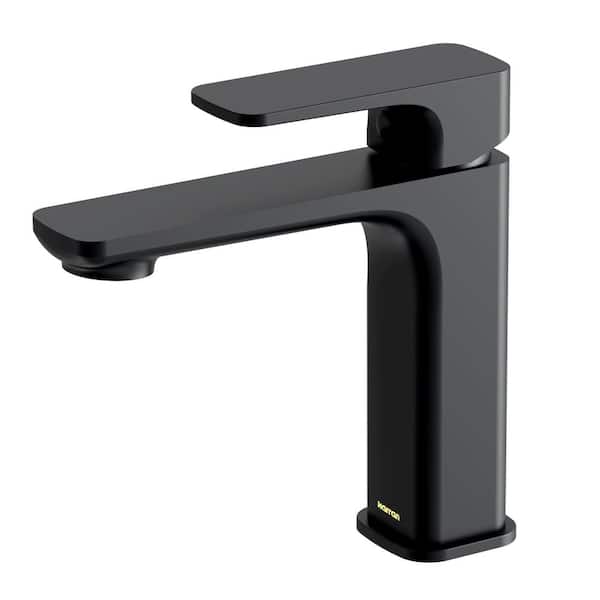 Venda Single Handle Single Hole Basin Bathroom Faucet with Matching Pop-up Drain in Matte Black