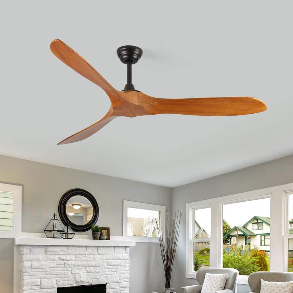 60 in. Black Indoor Farmhouse Wood Ceiling Fan with Remote Control, No Light price history on PriceWatchPro