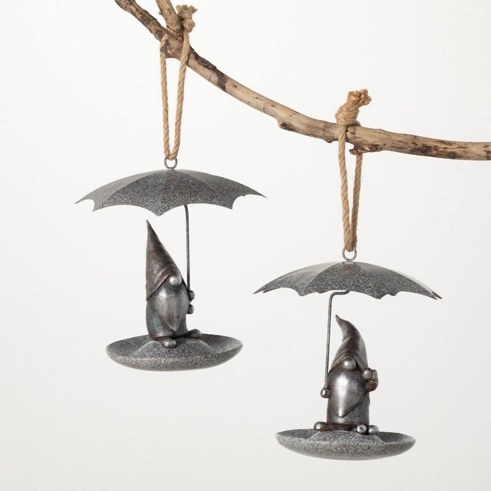 SULLIVANS 6.25 in. Multicolor Rainy Day Gnome Polyresin Bird Feeders