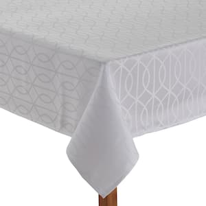 Branson Teflon Treated Jacquard Tablecloth, White, Tablecloth, (60 in. X 120 in.)