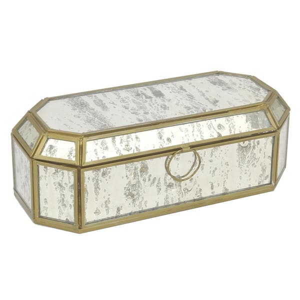 THREE HANDS Gold Glass Antique Mirror Box