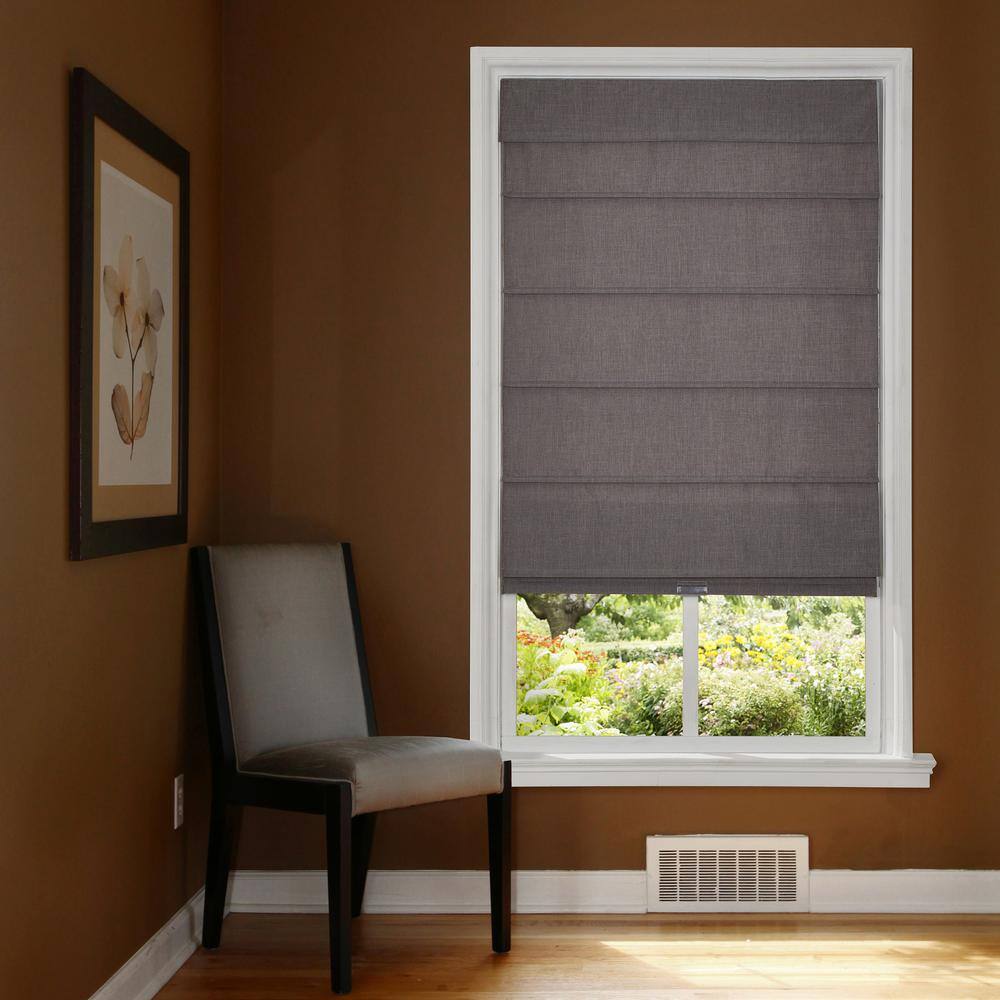 Gray Cordless Blackout Fabric Roman Shades 35 Inches