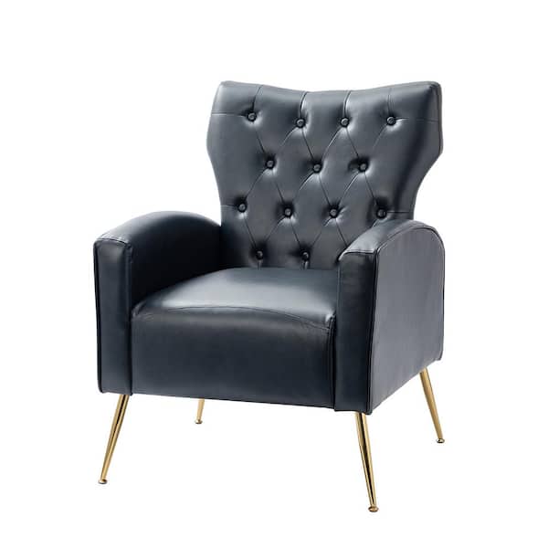 JAYDEN CREATION Actaeon Navy Accent Armchair with Button Tufted Back