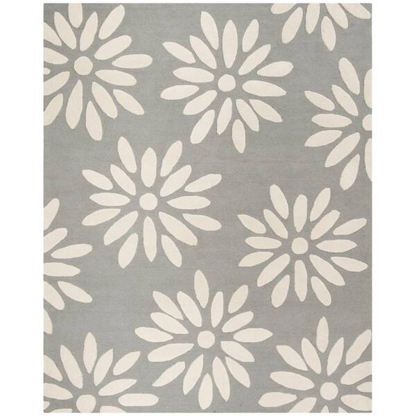 SAFAVIEH Kids Gray/Ivory 8 ft. x 10 ft. Floral Area Rug SFK914C8 The