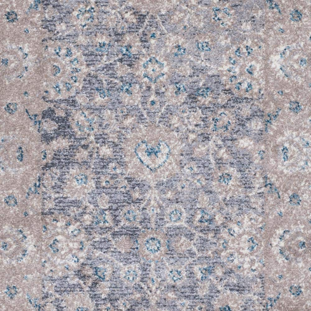 Gray Floral Motif Synthetic Rectangular Area Rug