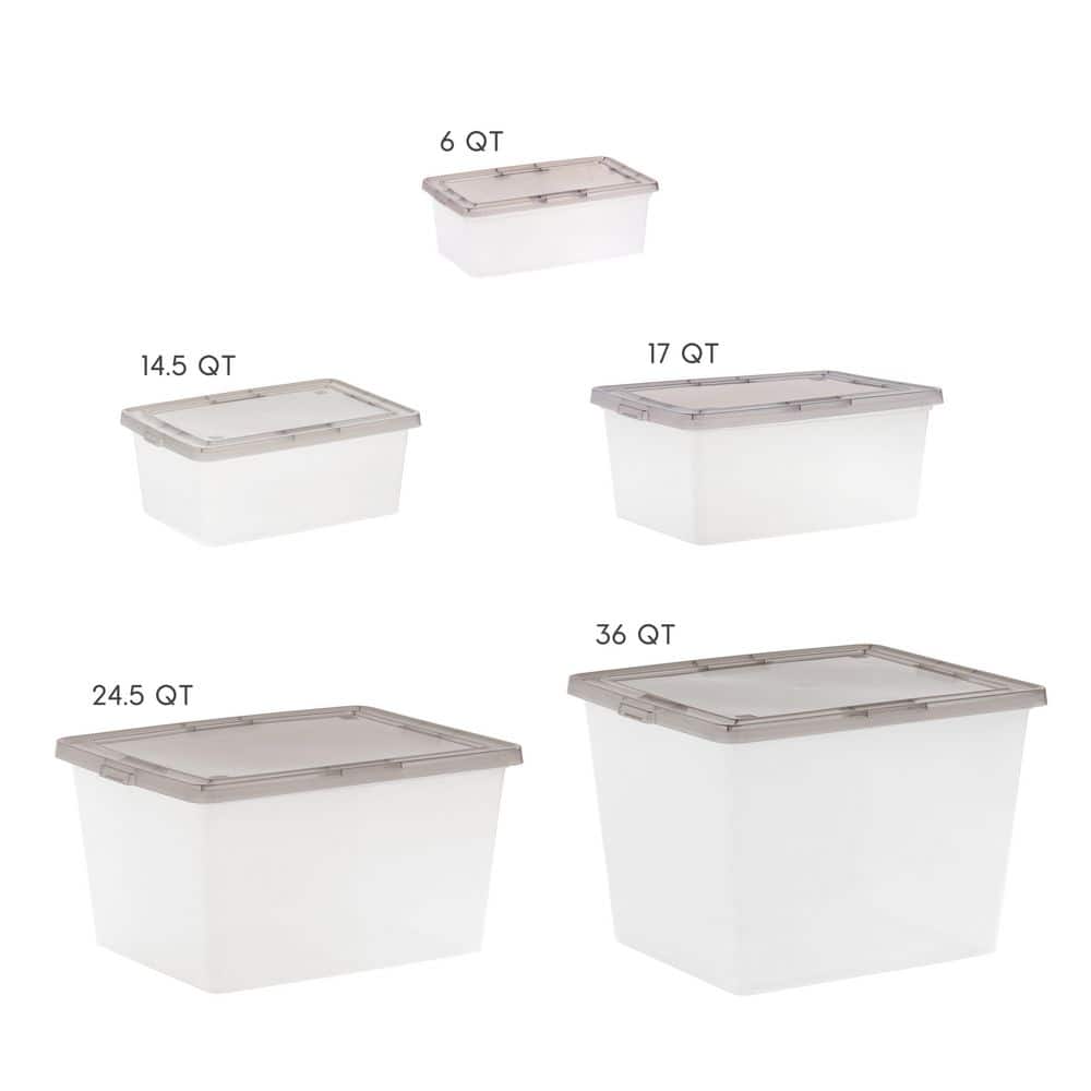 Clear Stackable Plastic Storage Bins with Lids, 58 Quart, Set of 5