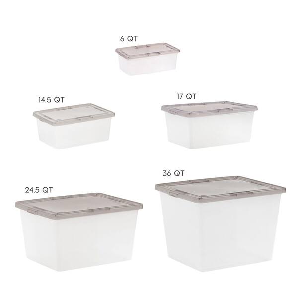 IRIS 14.5 Gal. Snap Top Plastic Storage Box in Clear with Gray Lid