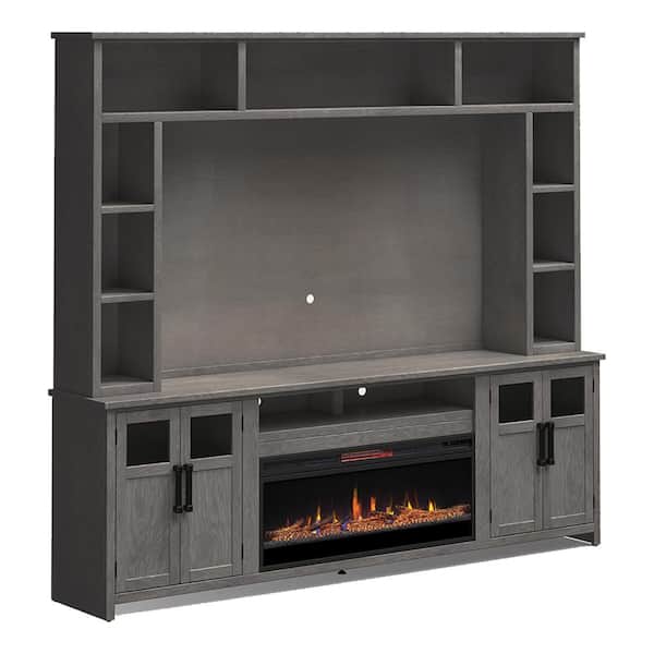 Bridgevine Home Maison Driftwood TV Stand Fits TV's up to 81 in. with Electric Fireplace