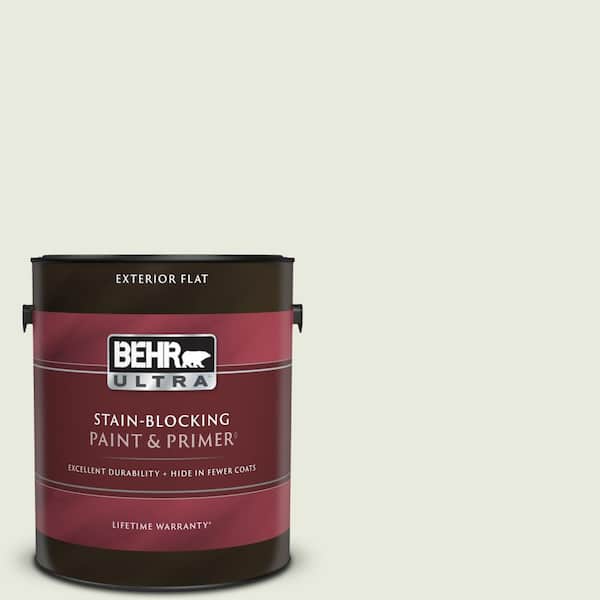 BEHR ULTRA 1 gal. #GR-W07 Angel Feather Flat Exterior Paint & Primer