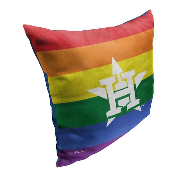 MLB Astros Pride Series Printed Polyester Throw Pillow 18 X 18