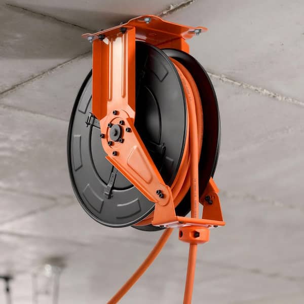 3/8 in. x 50 ft Retractable Air Hose Reel, Heavy-Duty Steel, 300 PSI Auto Rewind, Wall/Ceiling Mount, 2025 Update