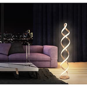 Infinito II 61 in. Anodized Gold 68-Watt Unique Modern LED Floor Lamp with Remote Dimming