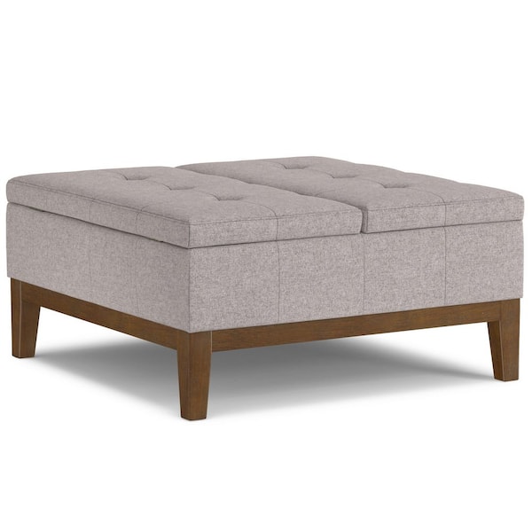 Dover Cloud Grey Fabric Lift Top Coffee Table Storage Ottoman