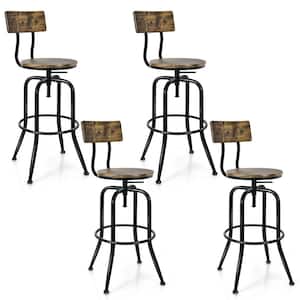 Set of 4 Steel Bar Stools Vintage Antique Style Counter Bar Stool w/ High Back 
