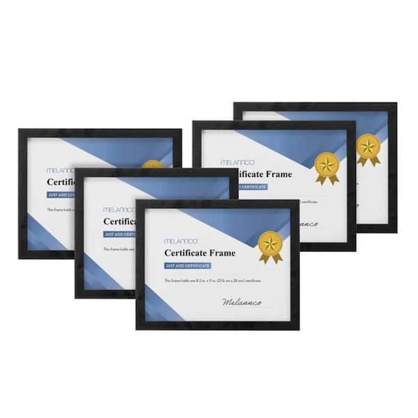 12 in. x 9 in. Certificate Picture Frame Plastic Set of 5 Black