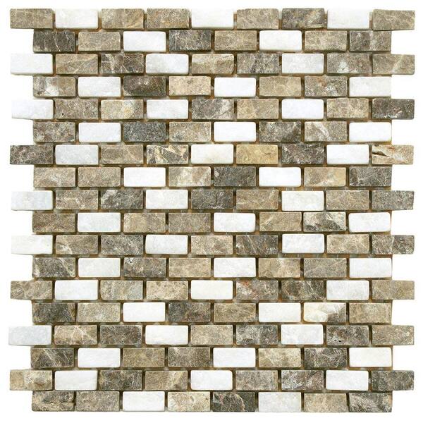 Merola Tile Griselda Subway Sand 11-3/8 in. x 12 in. x 9 mm Natural Stone Mosaic Tile