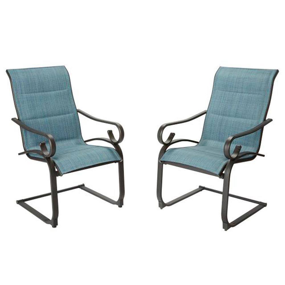 Hampton Bay Crestridge Steel Padded Sling C-Spring Outdoor Patio Dining Chair in Conley Denim (2-Pack) FCS60610R-2PK-B Sansujyuku sansujyuku.com