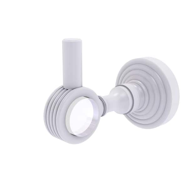 Allied Brass Pacific Grove J-Hook Robe/Towel Hook with Groovy Accents in Matte White