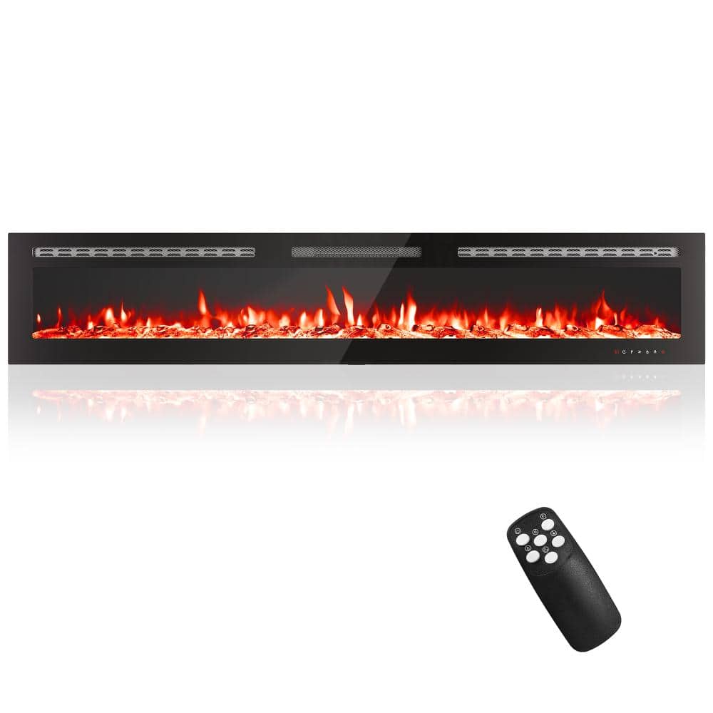 Modern Wall-Mounted Electric Fireplace 90-Inch, 12 Color Flame Effects, Dual 750W/1500W Heating, Remote & Touch Control price history on PriceWatchPro