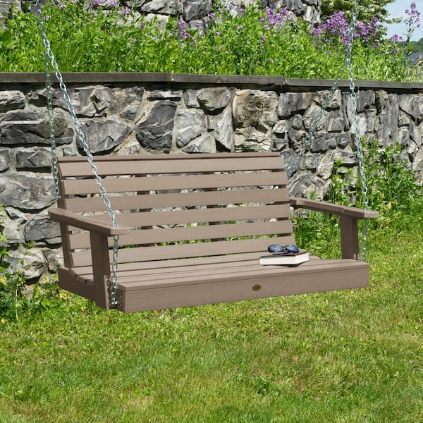 Weatherly 48 in. 2-Person Woodland Brown Recycled Plastic Porch Swing