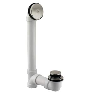 1-1/2 in. x 12 in. Bath Waste & Overflow with One-Hole Faceplate and Tip-Toe Drain - Sch. 40 PVC, Satin Nickel