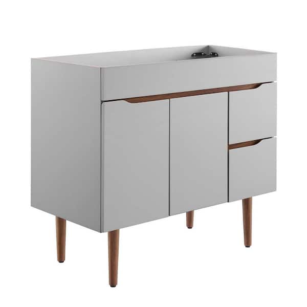 MODWAY Harvest 34.5 in. Bath Vanity Cabinet Only (Sink Basin not Included) in Gray Walnut