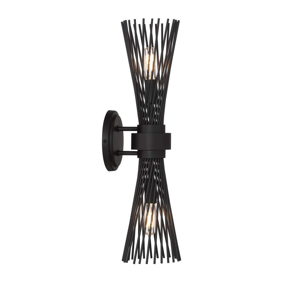 Matte Black 2-Light Dimmable Wall Sconce