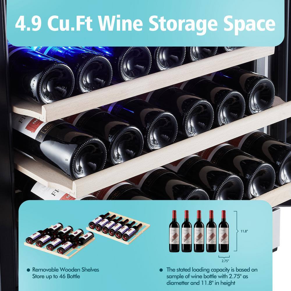 Kalamera 24" Stainless Steel Dual Zone Wine Refrigerator with LED Lighting