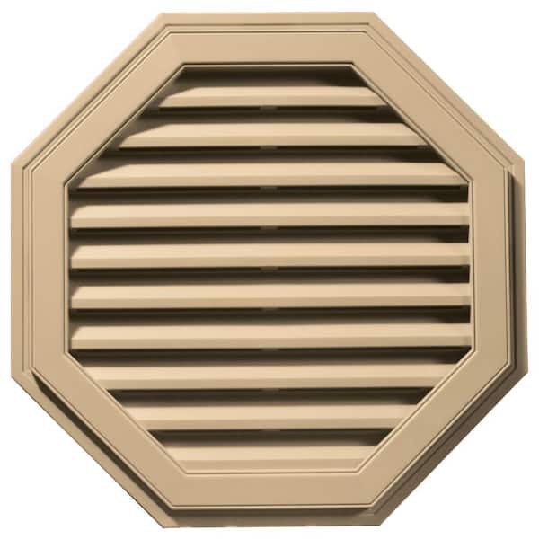 Builders Edge 32 in. x 32 in. Octagon Beige/Bisque Plastic Built-in Screen Gable Louver Vent