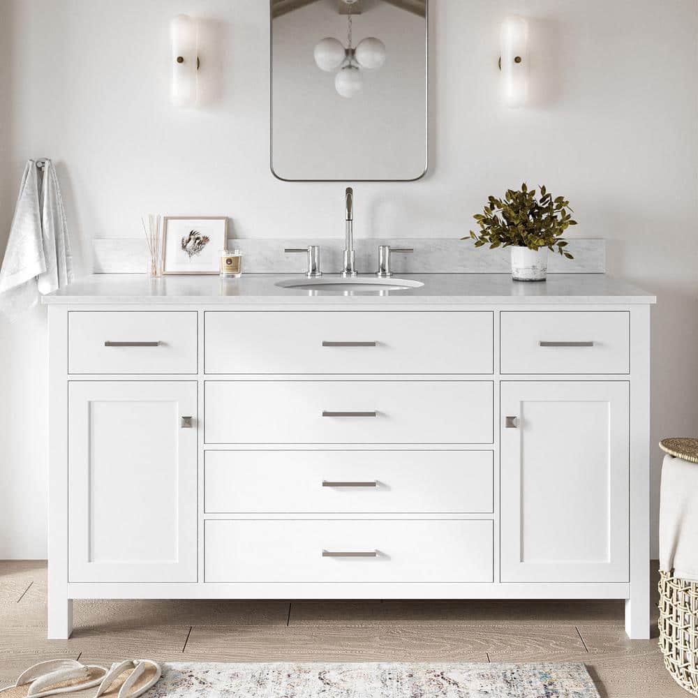 Bristol 61" White Marble Top Freestanding Single Vanity
