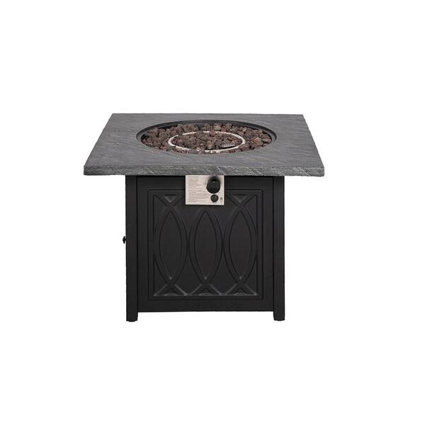 Wateday Outdoor Black Square Stone Outdoor Fire Pit Table PF-FPT210020 - The Home Depot