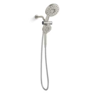 Viron 4-Spray 6 in. Dual Wall Mount Fixed and Handheld Shower Head 1.75 GPM in Vibrant Brushed Nickel