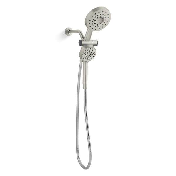 KOHLER Viron 4-Spray 6 in. Dual Wall Mount Fixed and Handheld Shower Head 1.75 GPM in Vibrant Brushed Nickel