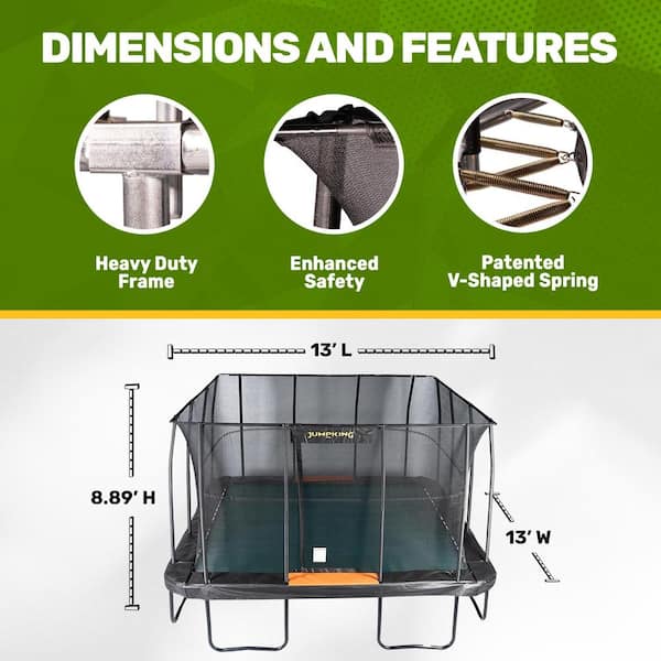 JUMPKING 13 ft. x 13ft. Heavy-Duty Square Trampoline JKS1313HEC3