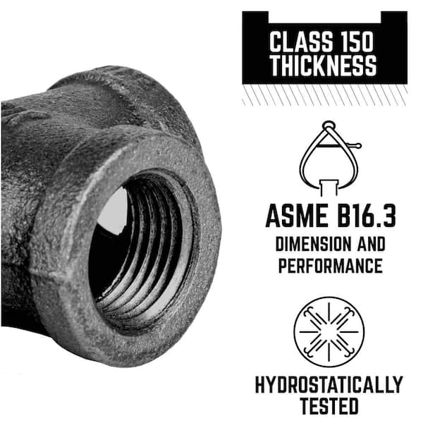 Imported 1" x 3/4" Black 90° Elbow 