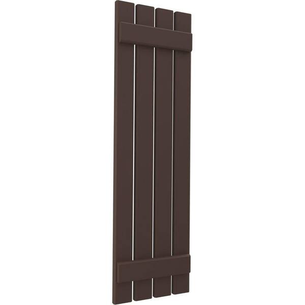 Ekena Millwork 15-1/2 in. W x 46 in. H Americraft 4-Board Exterior Real Wood Spaced Board and Batten Shutters in Raisin Brown - image 3