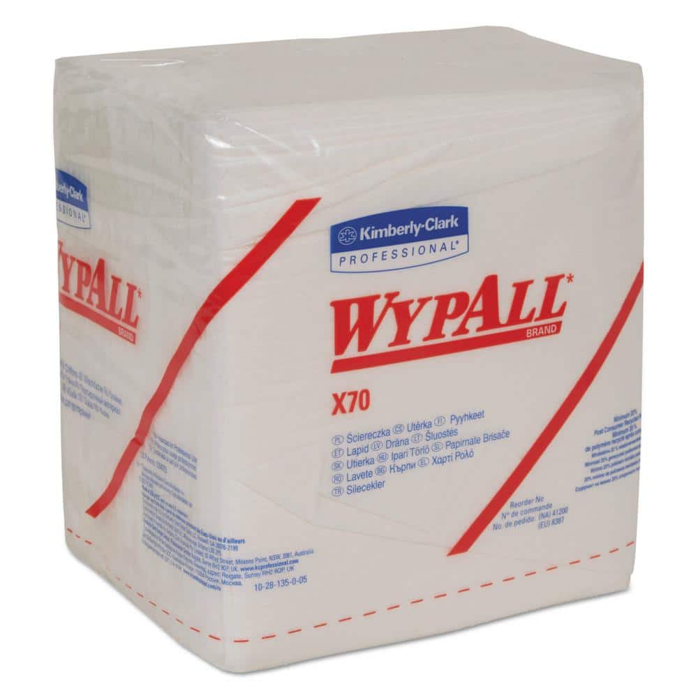 WYPALL X70 Cloths, Quarter-Fold, 12-1/2 in. x 12 in., White, 76/Pack, 12 Packs/Carton