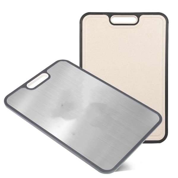 Dual - Sided 15 in. x 10 in. Cutting Board with Titanium and Wheat Straw PP Material