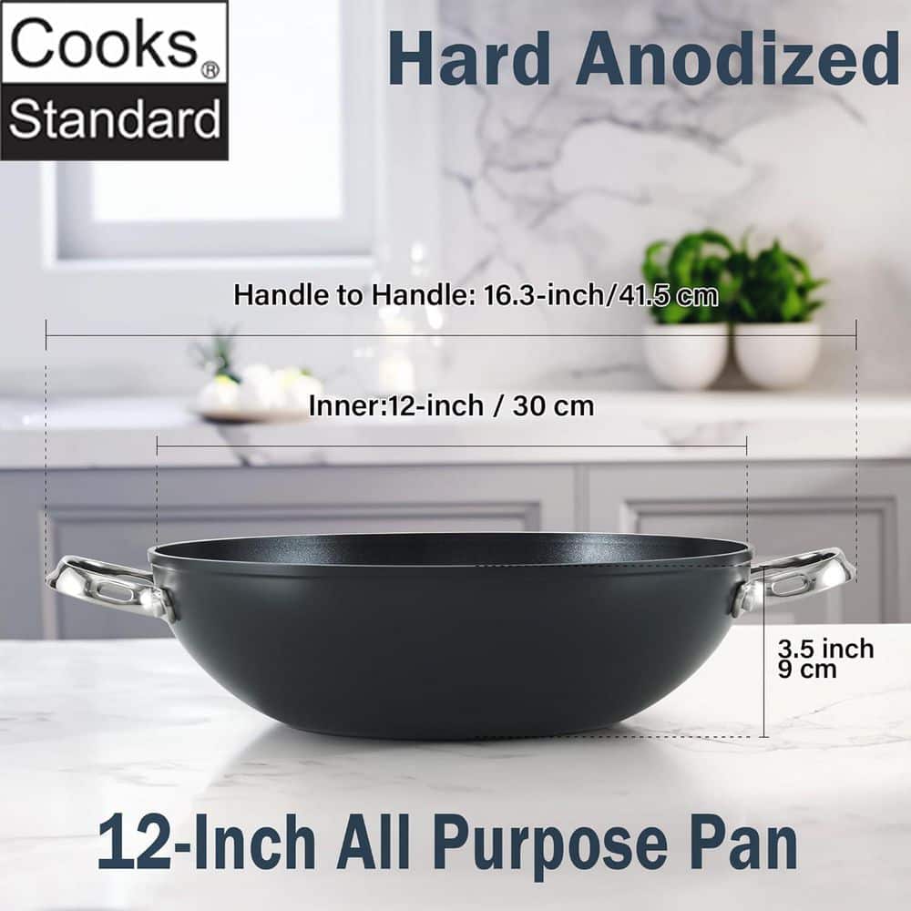 12-Inch Black Nonstick Aluminum Multi-Use Pan with Glass Lid