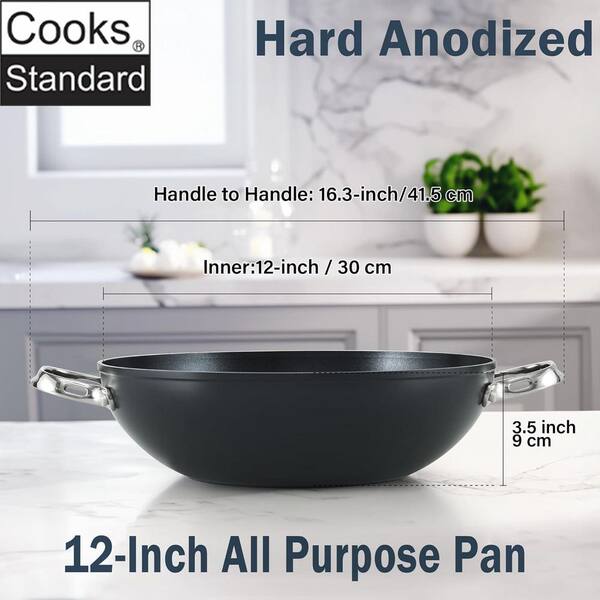 5 qt. Hard-Anodized Aluminum Nonstick Saute Pan in Black with Glass Lid 5 qt. Hard-Anodized Aluminum Nonstick Saute Pan in Black with Glass Lid