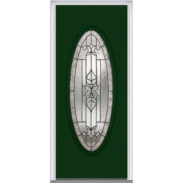 MMI Door 36 in. x 80 in. Cadence Left-Hand Large Oval Lite Classic Painted Steel Prehung Front Door