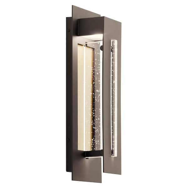 KICHLER River Path 17.5 in. 1-Light Olde Bronze Outdoor Hardwired Wall Lantern Sconce with Integrated LED (1-Pack)