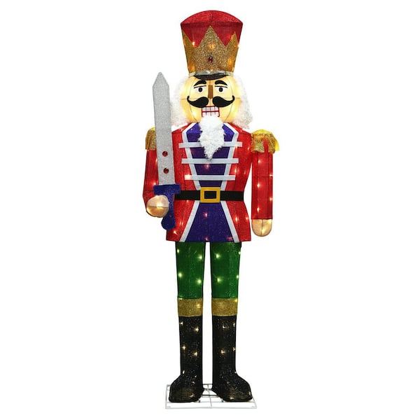 61 in. Outdoor Christmas Decoration Nutcracker Yard Decoration with Warm White LED Lights