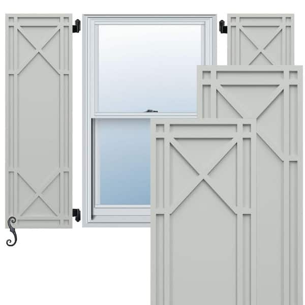 Ekena Millwork EnduraCore Bungalow 12-in W x 53-in H Raised Panel Composite Shutters Pair in Hailstorm Gray