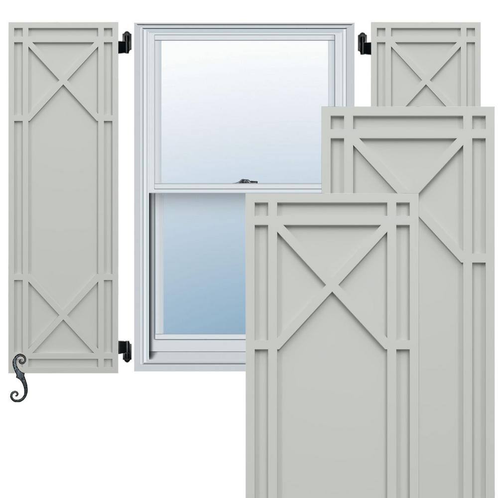 EnduraCore Bungalow 15-in W x 36-in H Raised Panel Composite Shutters Pair in Hailstorm Gray price history on PriceWatchPro