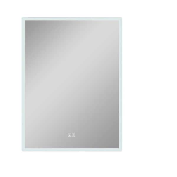 EPOWP 35 in. W x 28 in. H Small Rectangular Frameless Anti-Fog Wall Mounted Bathroom Vanity Mirror in Silver