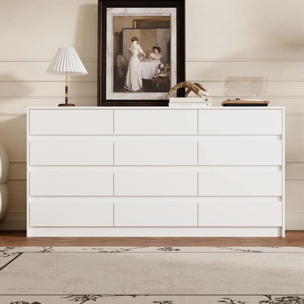 White 32 in. Height Wooden Storage Cabinet, Chest of Drawers, Dresser for Home Storage with 12-Drawer