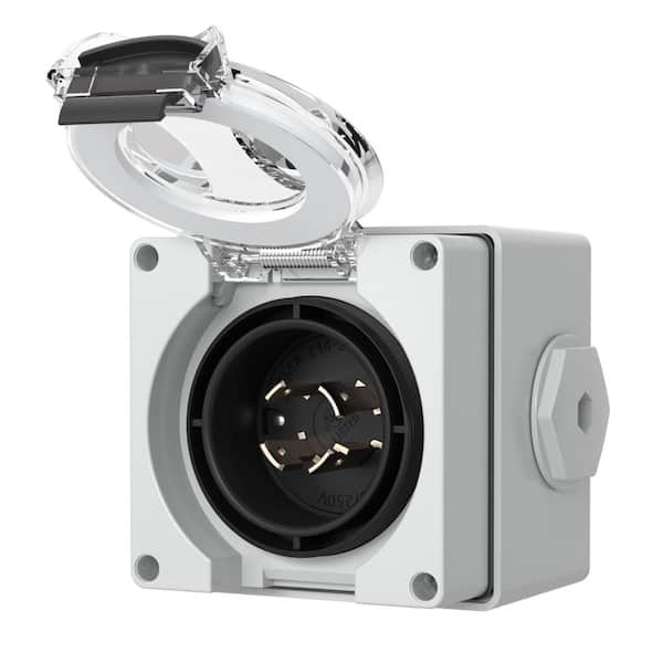 20 Amp Power Inlet Box L14-20P, 125/250V, Dustproof & Weatherproof for Generators, Welding Machines w/ Protective Box