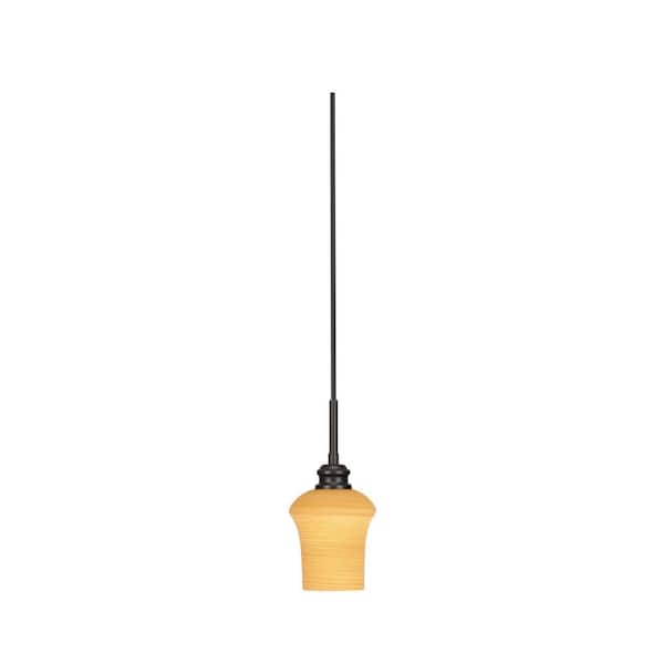 Unbranded Albany 60-Watt 1-Light Espresso Pendant Mini Pendant Light Zilo Cayenne Linen Glass and Light Bulb Not Included