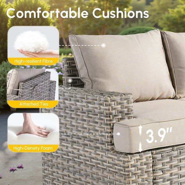 HOOOWOOO Kelleys 9-Piece Wicker Outdoor Patio Conversation